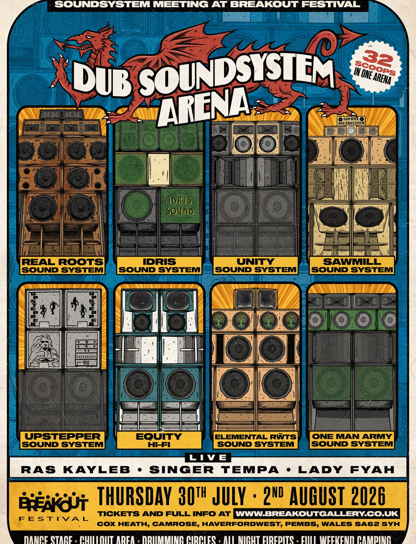 Real Roots Sound System, Idris Sound System, Unity Sound System, Sawmill Sound System, Upstepper Sound System, Equity Hi-Fi, Elemental Rwts Sound System and One Man Army Sound System