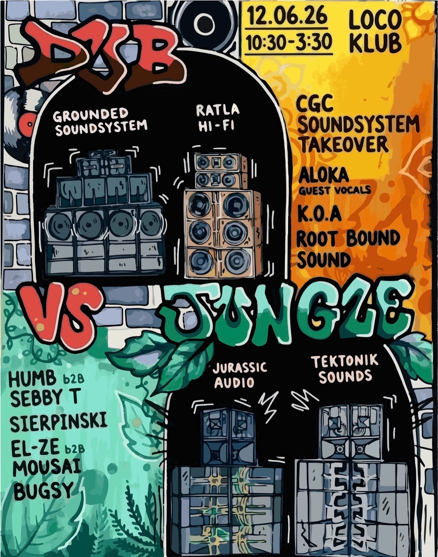 Grounded Soundsystem, Ratla Hi-Fi, Jurassic Audio and Tektonik Sounds